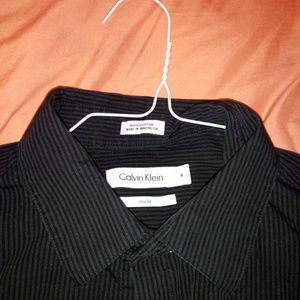 Black pinstripe Calvin Klein button down